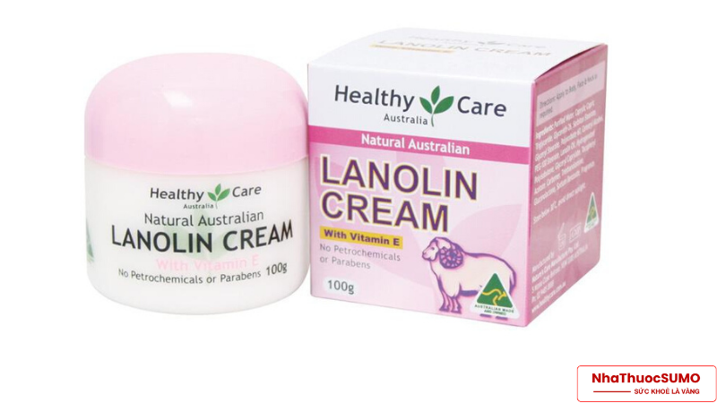 Kem Lanolin with Vitamin E của Healthy Care với bao bì chính hãng nắp hồng