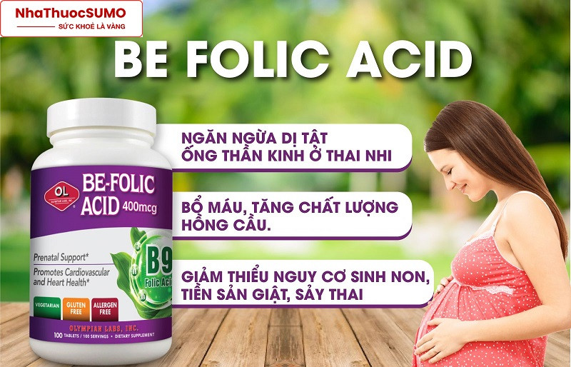 Be Folic Acid là một trong những loại thuốc nổi tiếng nhất, được nhiều bà bầu tin tưởng sử dụng
