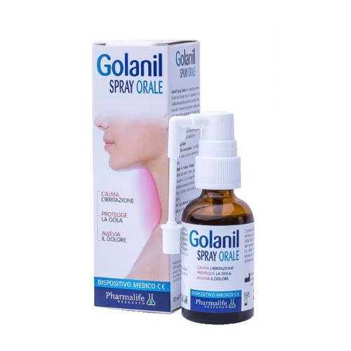 Golanil Spray Orale - Hỗ trợ giảm các triệu chứng ho, nóng rát cổ họng, bảo vệ niêm mạc cổ họng.
