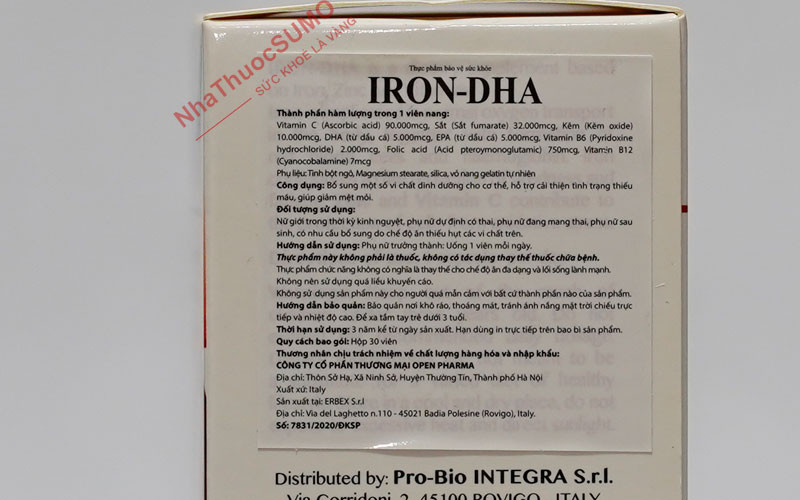 Thông tin cơ bản về thuốc Iron DHA từ nhà cung cấp