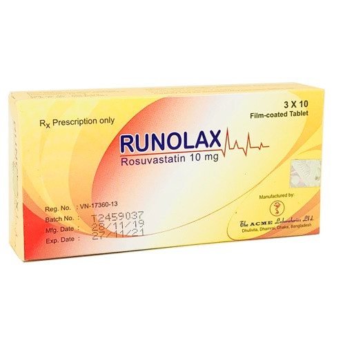 Thuốc Runolax 10mg điều trị mỡ máu