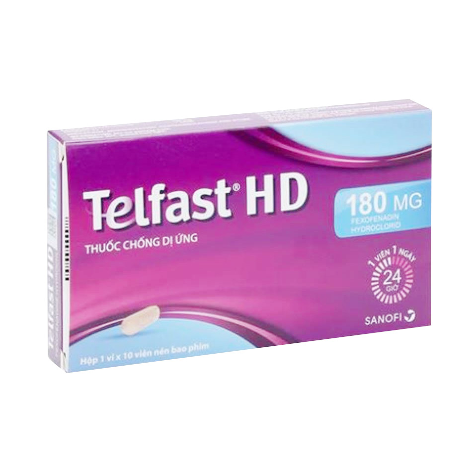 Góc nghiêng của hộp thuốc Telfast HD 180mg