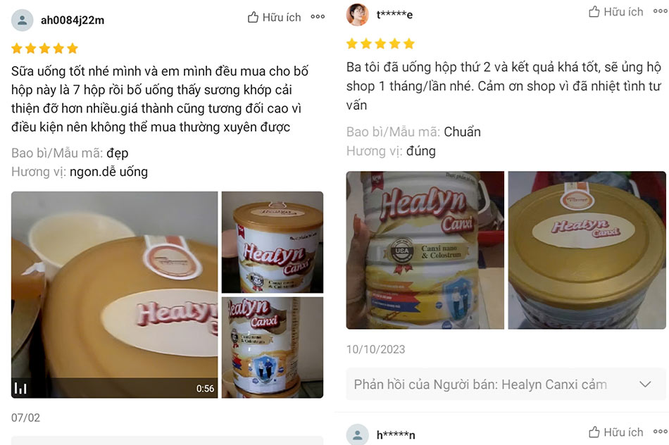 Review sữa từ khách hàng